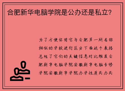 合肥新华电脑学院是公办还是私立？